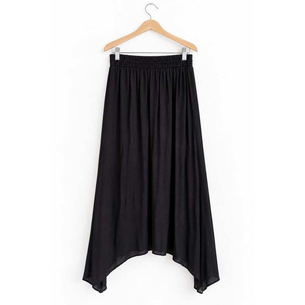Simply Vera Wang Black Lagenlook Artsy Asymmetrical Maxi Skirt Boho Size Small - Picture 4 of 8